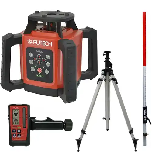 Futech 052.02R.4M-P Para Red Rotation laser + Quattro MM receiver + Tripod 330cm + Measuring stick 240cm