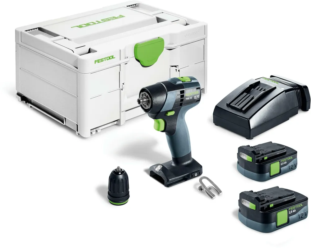 Festool 576873 Perceuse sans fil TXS 12 2.5-Plus 1x batterie 12V 2.5Ah et chargeur en mallette
