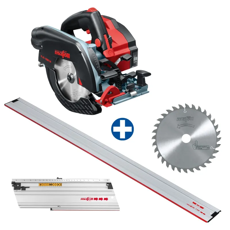 Mafell 1P0152 91B701 K 65 18M BL Scie circulaire 67 mm 18 Volt 5.5Ah LiHD en T-Max + Règle à tronçonner M + Règle 160cm + Lame de scie supplémentaire