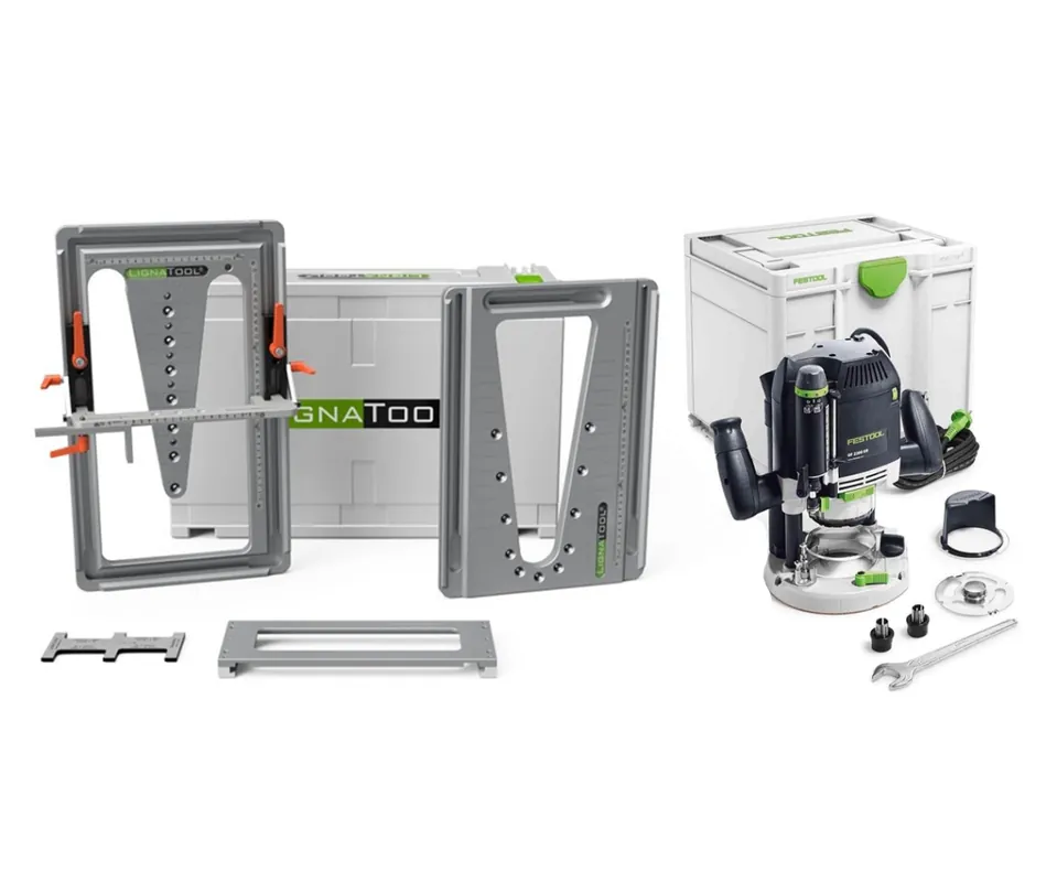 Lignatool LT080SROF2200 Ensemble de gabarits pour le toupillage de queues d‘‘aronde Ensemble standard + Festool OF2200EB-Plus Router