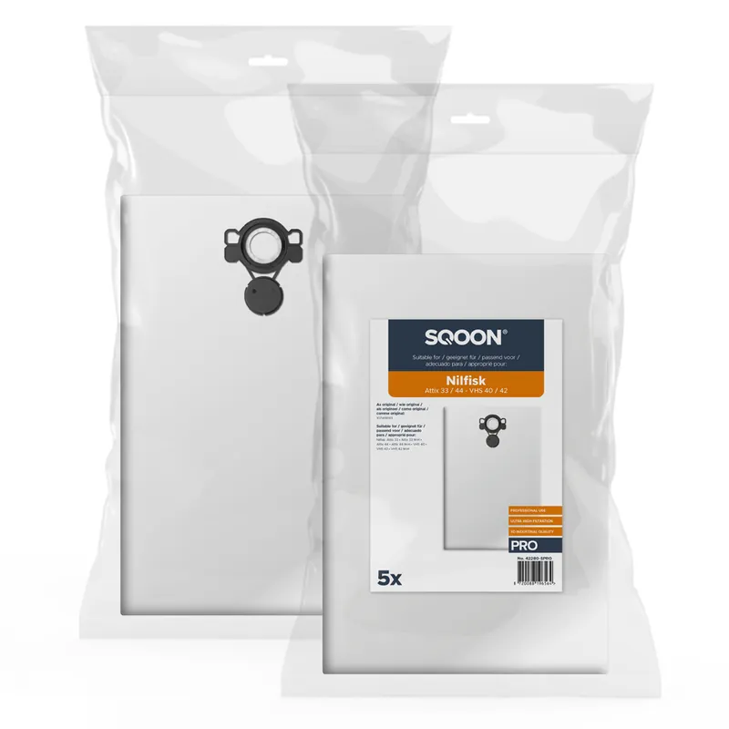 SQOON 42280-5PRO Sac à poussière Nilfisk Attix 33 / 44 - VHS 40 / 42 PRO 5 pièces