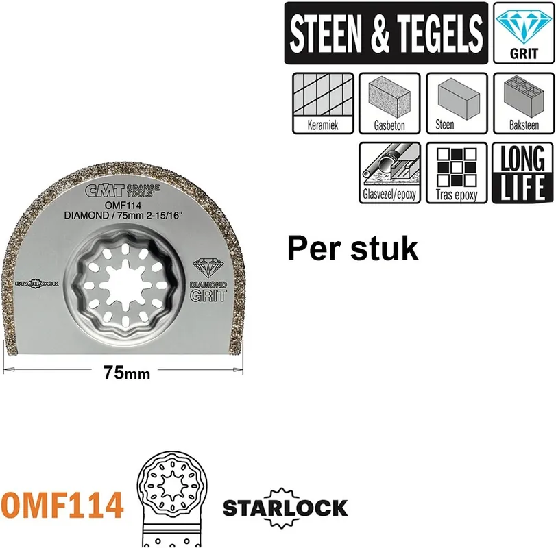 CMT OMF114-X1 Lame de scie ronde diamantée 75 mm 1 pièce