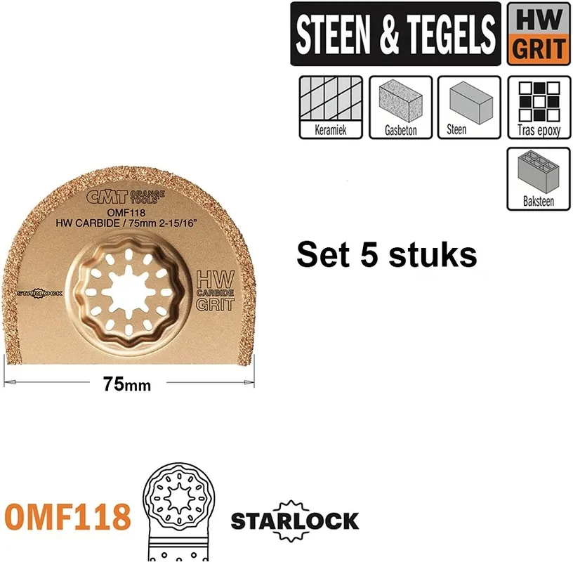 CMT OMF118-X5 Lame de scie ronde HW 75 mm 5 pièces