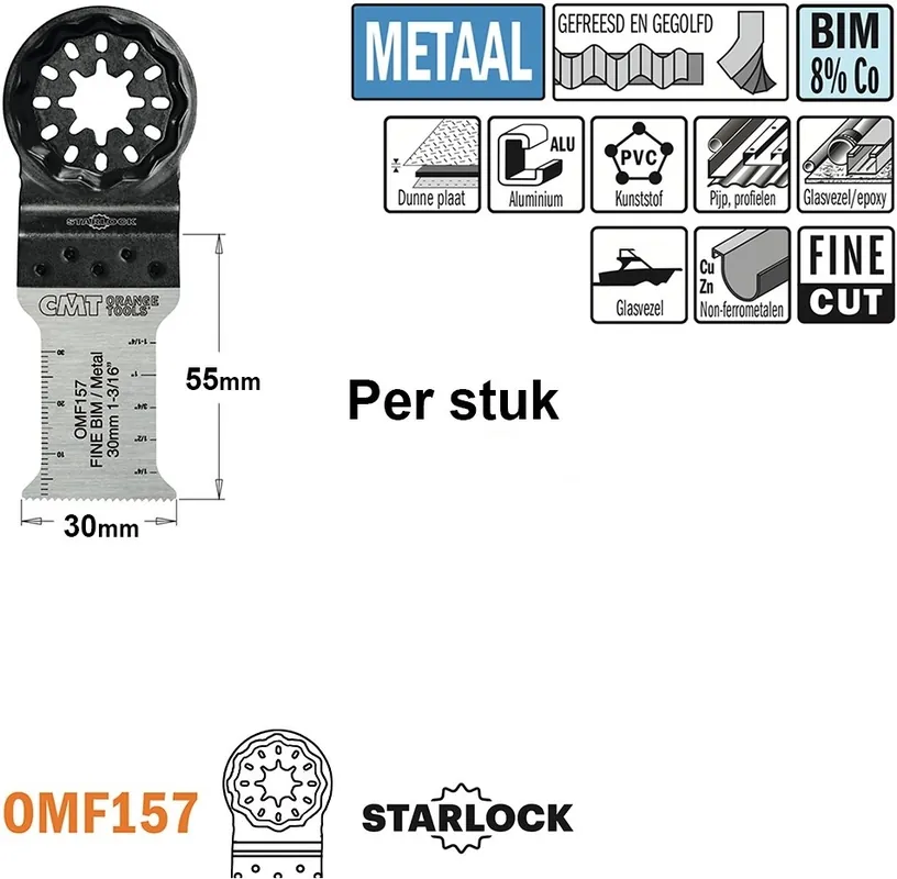 CMT OMF157-X1 Lame de scie multi-outils à coupe fine pour métal 30 mm 1 Pièce