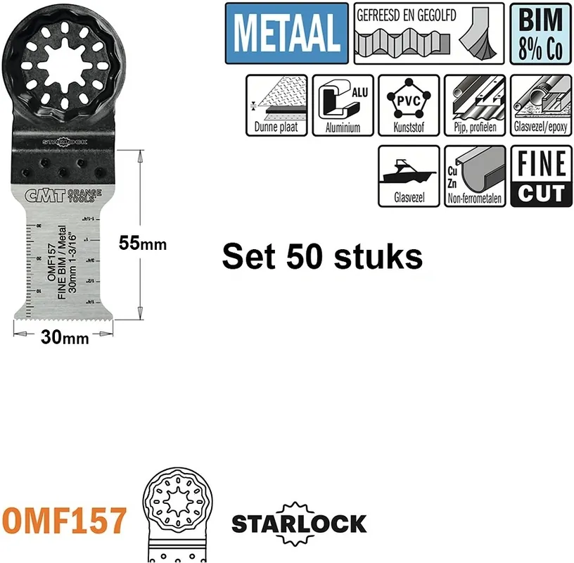 CMT OMF157-X50 Lame de scie multi-outils à coupe fine pour métal 30 mm 50 Pièces