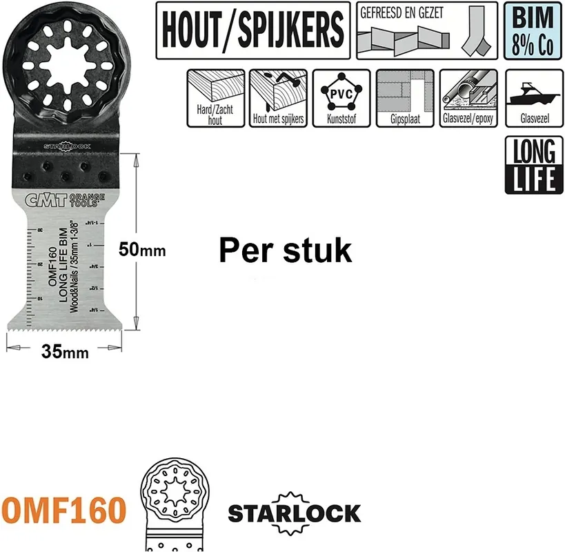 CMT OMF160-X1 Lame de scie multitool pour bois avec clous 35 mm 1 Pièce