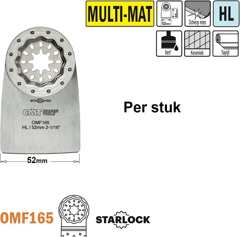 CMT OMF165-X1 Spatule/grattoir flexible HL pour tous les matériaux 52 mm 1 pièce