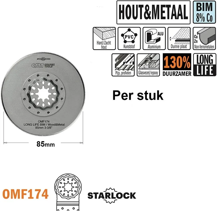 CMT OMF174-X1 Lame de scie ronde BIM pour métal et bois 85 mm 1 pièce