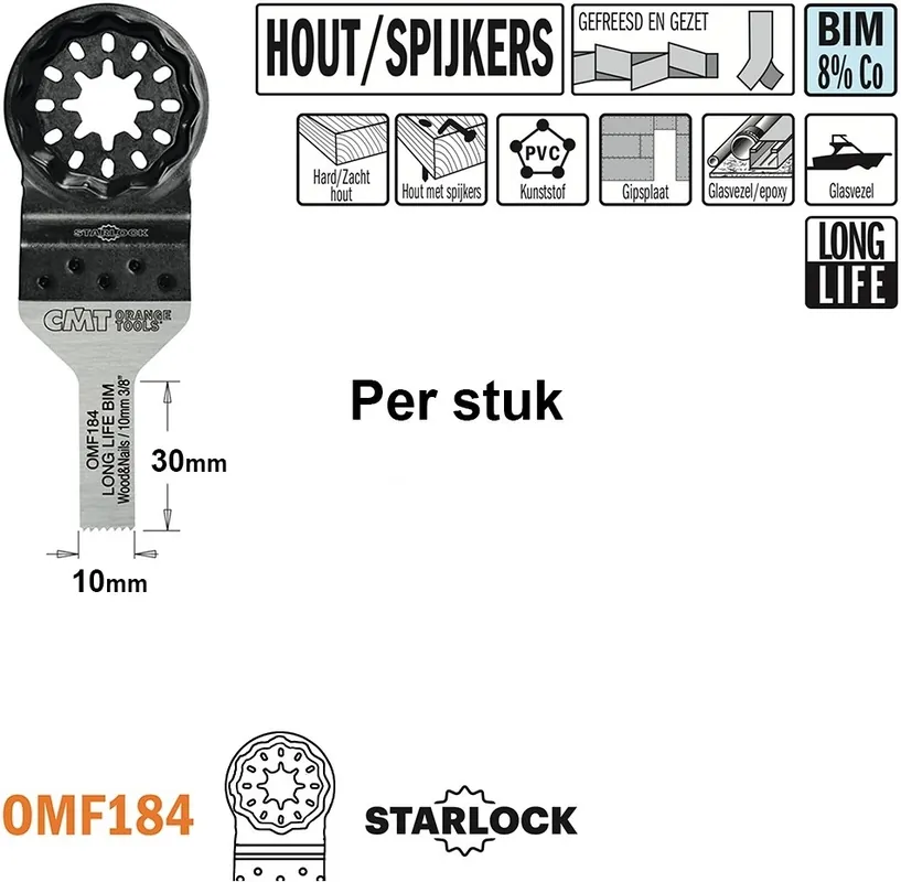 CMT OMF184-X1 Lame de scie multitool pour bois avec clous 10 mm 1 Pièce