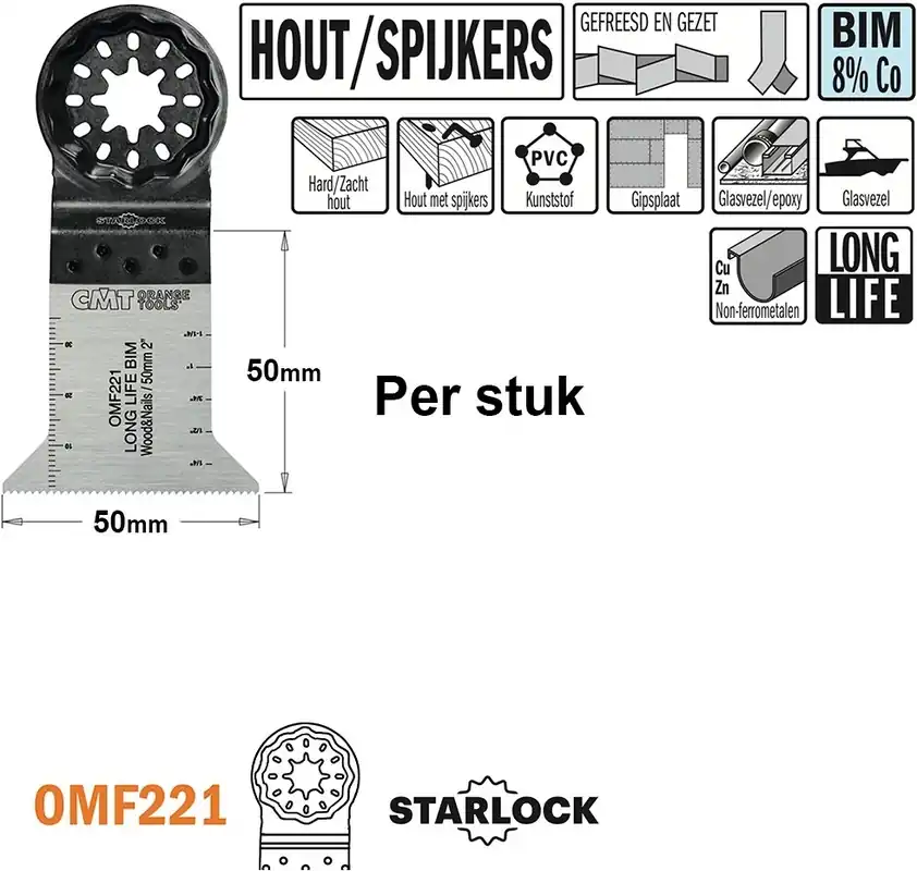CMT OMF221-X1 Lame de scie multitool pour bois avec clous 50 mm 1 Pièce