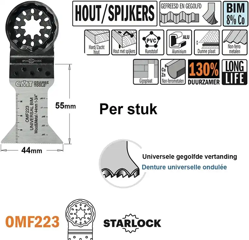 CMT OMF223-X1 Lame de scie multitool pour bois et métal 44 mm 1 Pièce