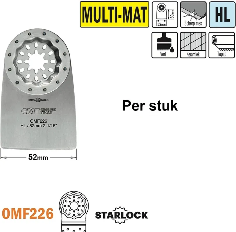 CMT OMF226-X1 Spatule/grattoir flexible pour tous les matériaux 52 mm 1 pièce