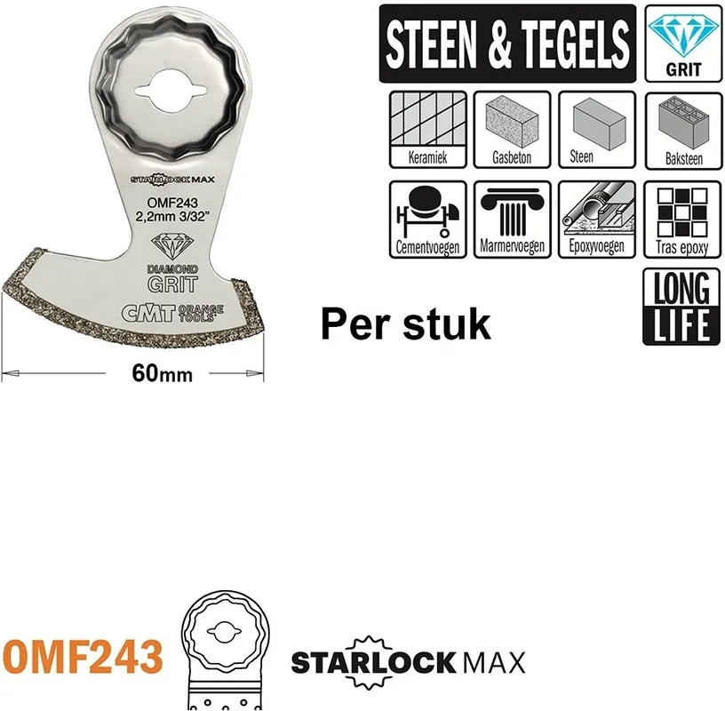 CMT OMF243-X1 Dia grit Multitool saw blade 60 mm 1 Piece
