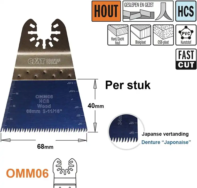CMT OMM06-x1 Lame de scie multi-usages (dents japonaises) pour bois 68 mm 1 Pièce
