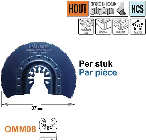 CMT OMM08-x1 Lame de scie ronde HCS pour bois, 87mm 1 pièce