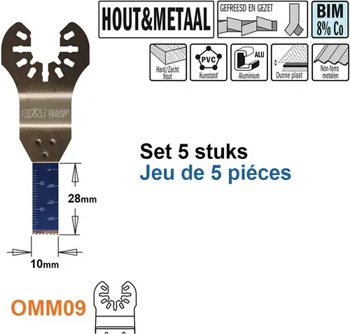 CMT OMM09-x5 Lame de scie pour bois et métal, 10mm 5 pièces