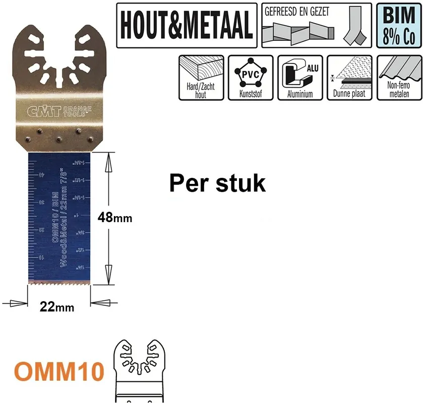 CMT OMM10-x1 Lame de scie multi-usages pour bois et métal 22 mm 1 pièce