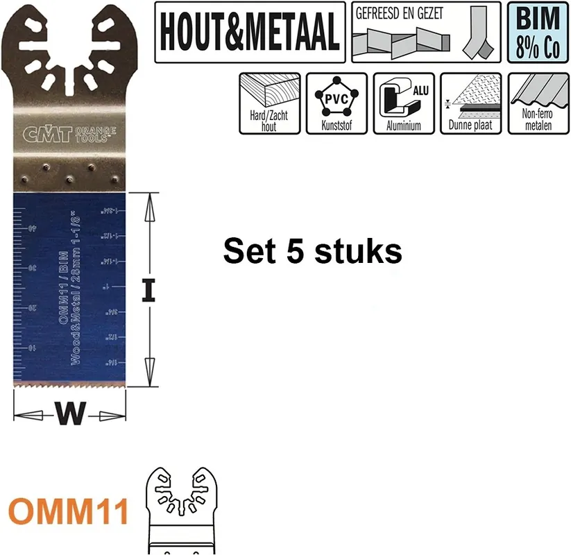 CMT OMM11-x5 Lame de scie multitool pour bois et métal 28 mm 5 pièces