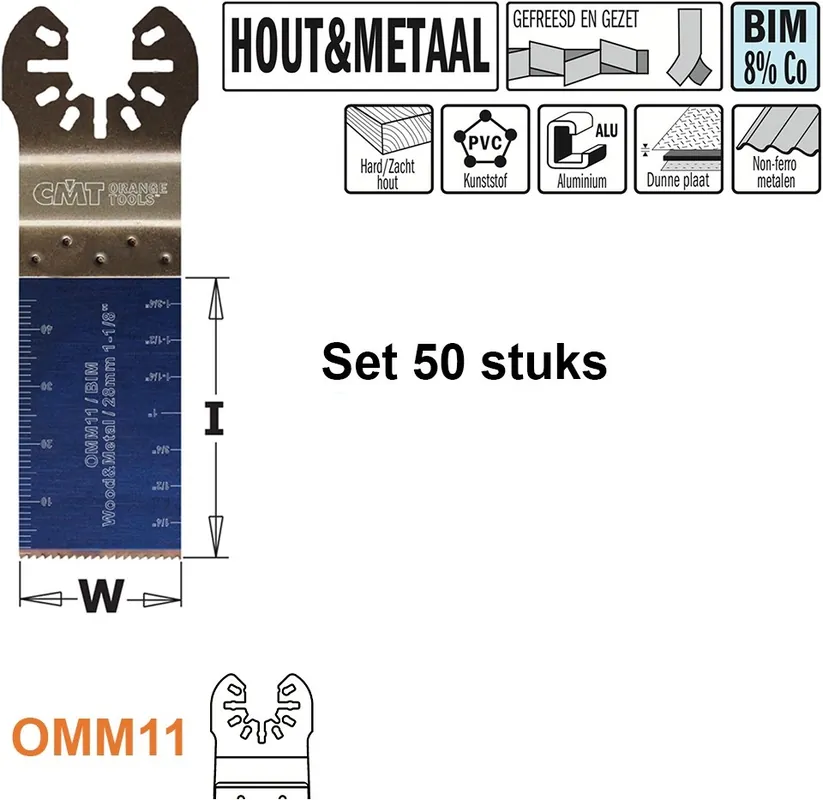 CMT OMM11-x50 Lame de scie multi-usages pour bois et métal 28 mm 50 pièces