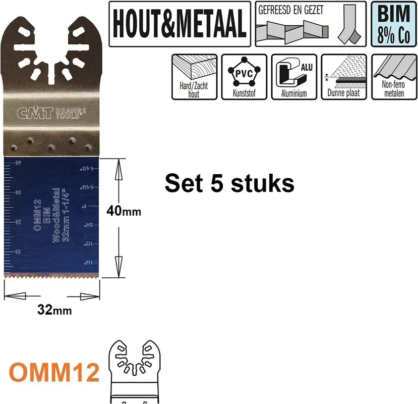CMT OMM12-x5 Lame de scie pour bois et métal 32 mm 5 pièces