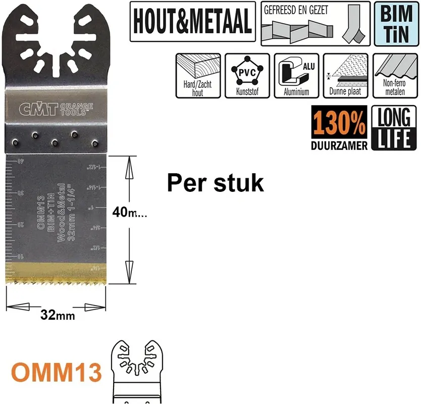 CMT OMM13-x1 Lame de scie multitool pour bois et métal 32 mm 1 pièce