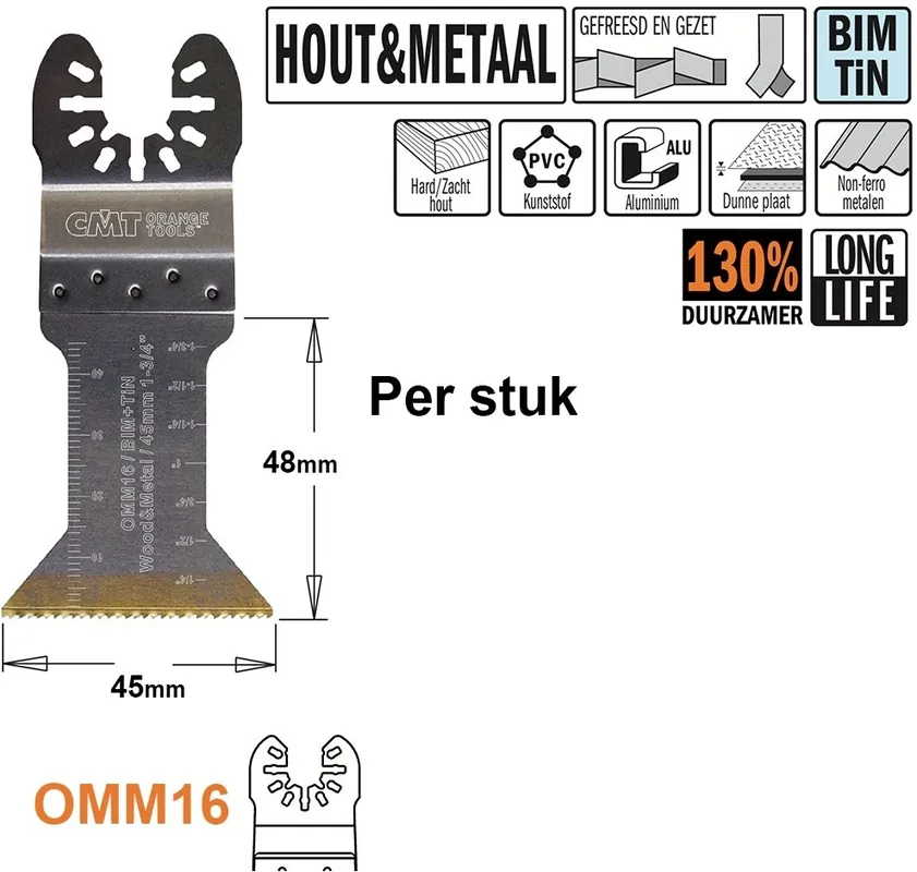 CMT OMM16-x1 Lame de scie multitool pour bois et métal 45 mm 1 pièce