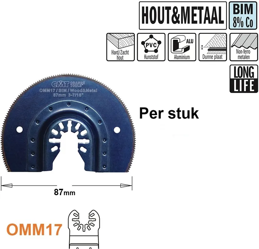 CMT OMM17-x1 Lame de scie ronde BIM Multitool pour bois et métal 87 mm 1 pièce