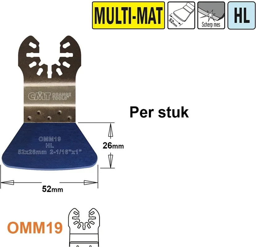 CMT OMM19-x1 HL Spatule/grattoir stable pour tous les matériaux 52 mm 1 pièce