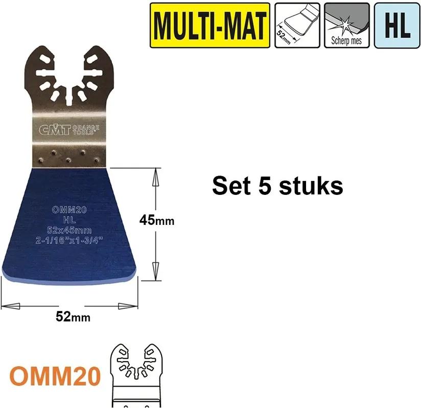 CMT OMM20-x5 HL Spatule/grattoir stable pour tous les matériaux 52 mm 5 pièces