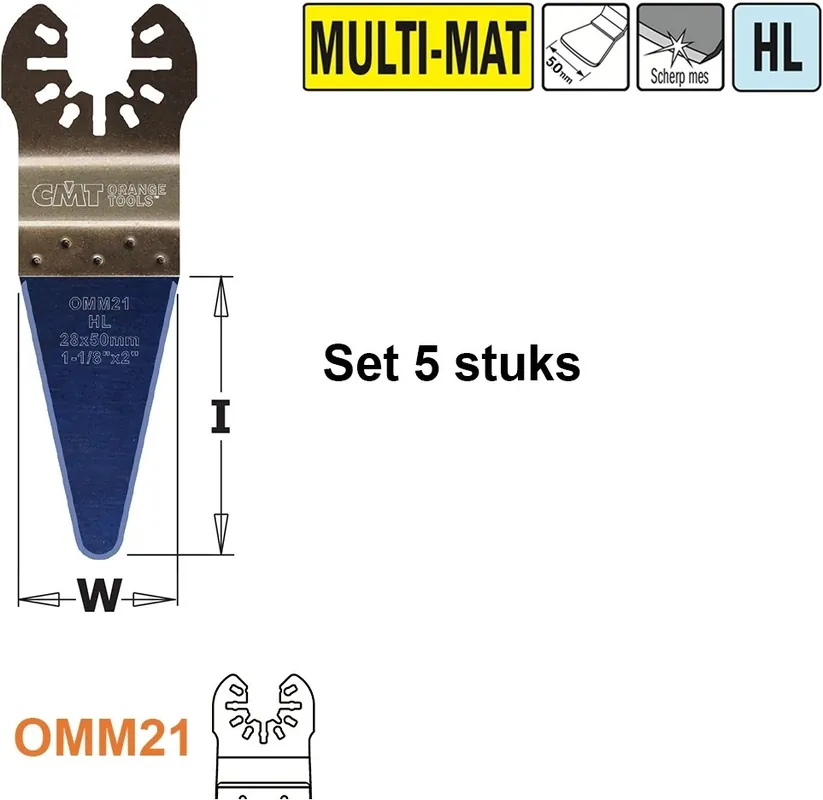 CMT OMM21-x5 HL Spatule droite/grattoir 28 mm 5 pièces