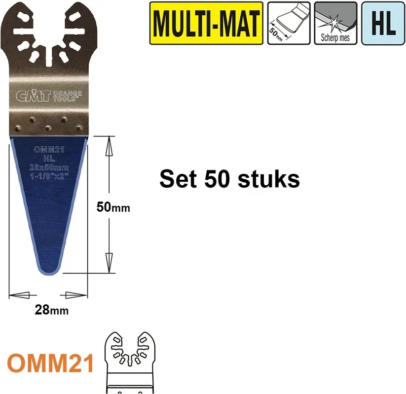 CMT OMM21-x50 HL Spatule droite/grattoir 28 mm 50 pièces