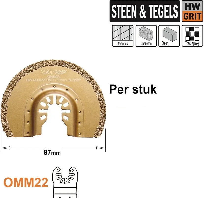 CMT OMM22-x1 Lame de scie ronde HW Grit pour outils multiples 87 mm 1 pièce