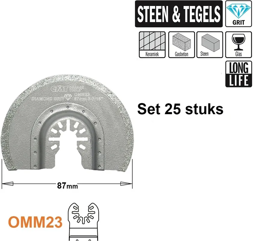 CMT OMM23-x25 Lame de scie circulaire diamantée 87 mm 25 pièces