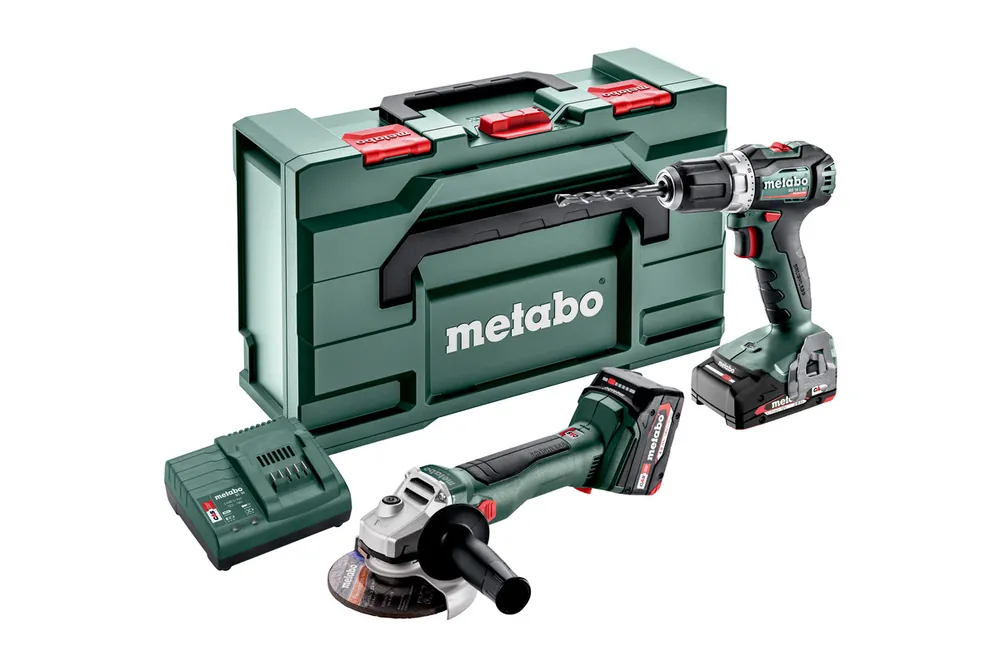 Metabo 685233000 Comboset 2.6.5 BS18L Perceuse sans fil + W18L BL 9-125 Meuleuse 18V 4.0/2.0Ah Li-Ion en Metabox