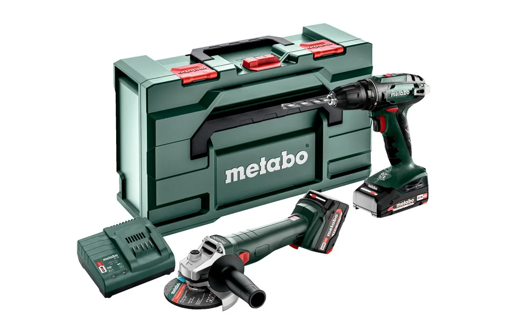Metabo 685234000 Comboset 2.6.6 BS18 Perceuse sans fil + W18 7-125 Meuleuse 18V 4.0/2.0Ah Li-Ion en Metabox