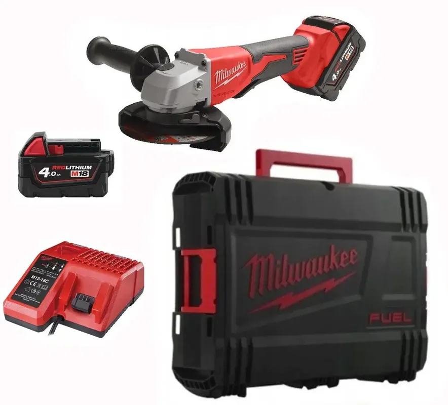 Milwaukee 4933492646 M18 BLSAG125XPD-402X Battery Angle Grinder with paddle switch 18V 4.0Ah in HD Box
