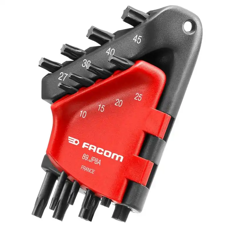 Facom 89.JP8A JP Clés Allen coudées Torx dans un support, 8 pièces