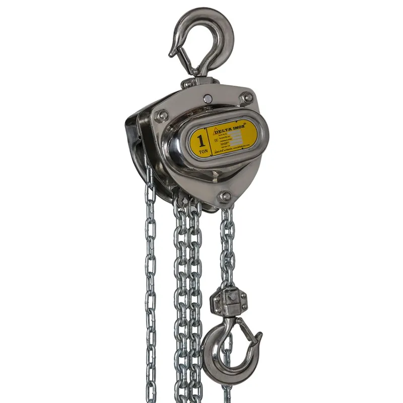 Delta DSS.0.06601003 INOX Palan à chaîne en acier inoxydable avec charge et chaîne en acier inoxydable - 1 tonne - avec hauteur de levage de 3 mètres
