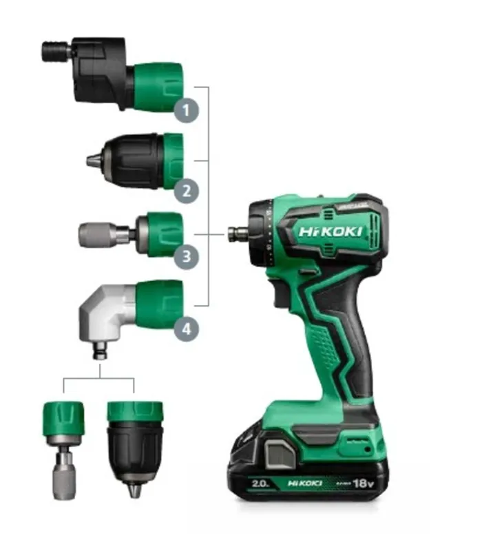 HIKOKI DS18DDQWRZ Perceuse sans fil 18V 2.0Ah Li-Ion avec accessoires dans un coffret HSC II
