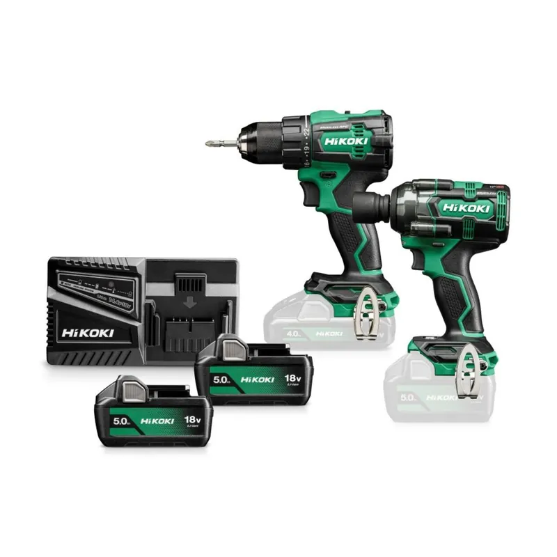 HIKOKI KC18DEWKZ Kit combiné - Perceuse sans fil DS18DE + Clé à chocs sans fil WR18DH 1/2" 18V 5.0Ah Li-Ion en HSC III