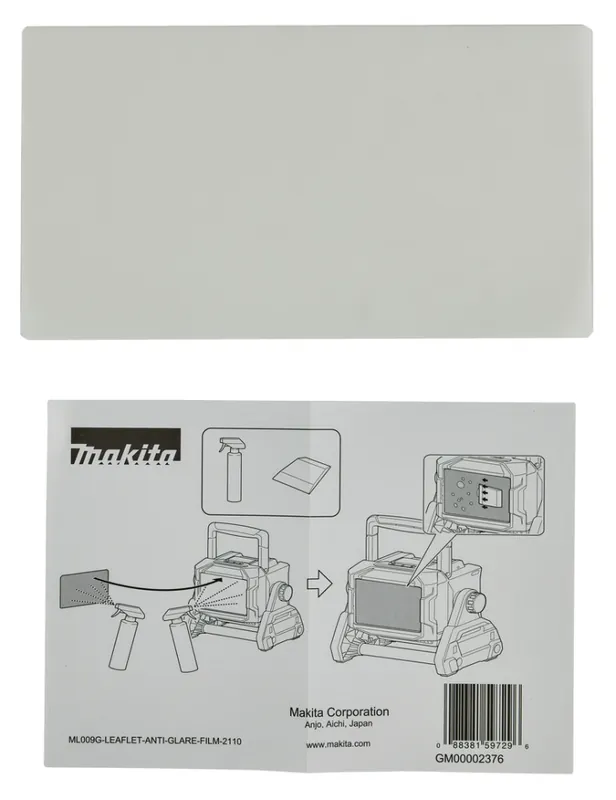 Makita Accessoires GM00002376 Film anti-éblouissement pour lampe de chantier ML009G