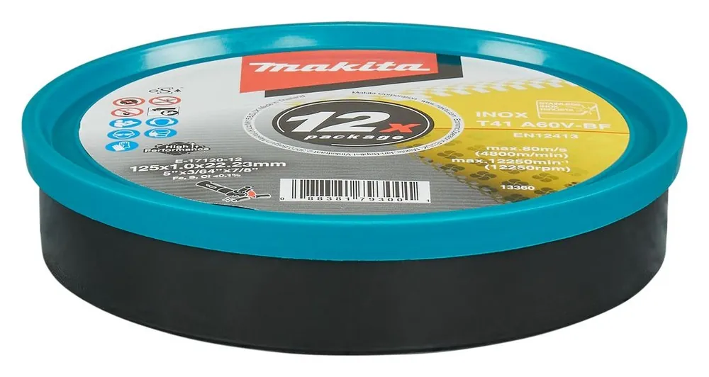 Makita Accessoires E-17120-12 Disque à tronçonner en acier inoxydable 125 x 22,23 x 1 mm 12 pièces