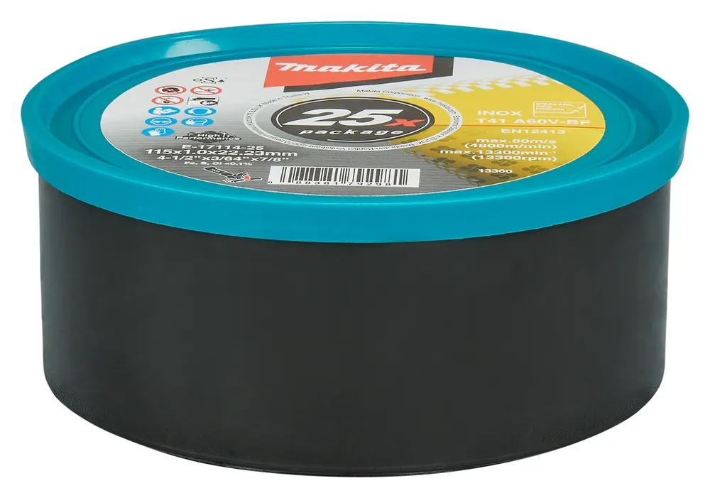 Makita Accessoires E-17114-25 Disque à tronçonner en acier inoxydable 115 x 22,23 x 1 mm 25 pièces
