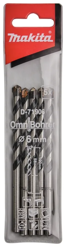 Makita Accessoires D-71906 Multi drill OmniBohrer 6 x 100 mm Par 5 Pièces
