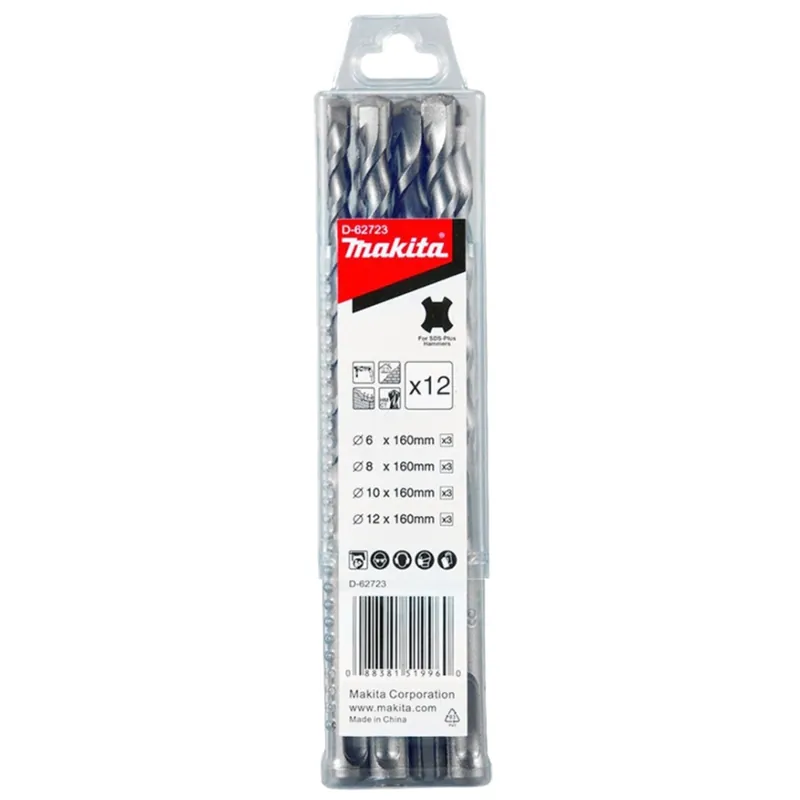 Makita Accessoires D-62723 SDS-Plus Concrete Drill Set 12-piece