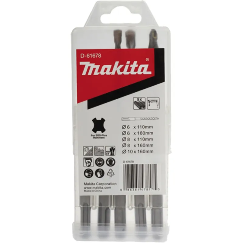 Makita Accessoires D-61678 SDS-Plus Concrete Drill Set 5-piece