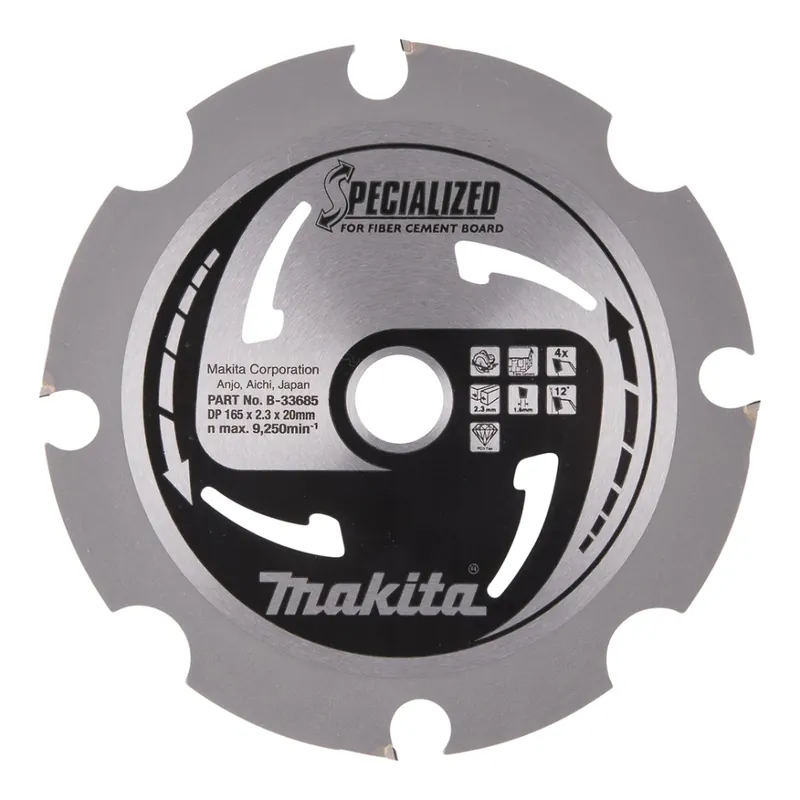 Makita Accessoires B-33685 Lame de scie circulaire spécial panneaux de fibres de ciment FTG/PCD 165 x 20 x 2,3 mm T4