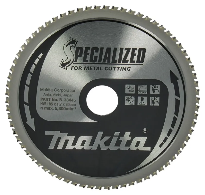Makita Accessoires B-33445 Lame de scie circulaire spécialisée pour tôles fines FTG 185 x 30 x 1,7 mm T70