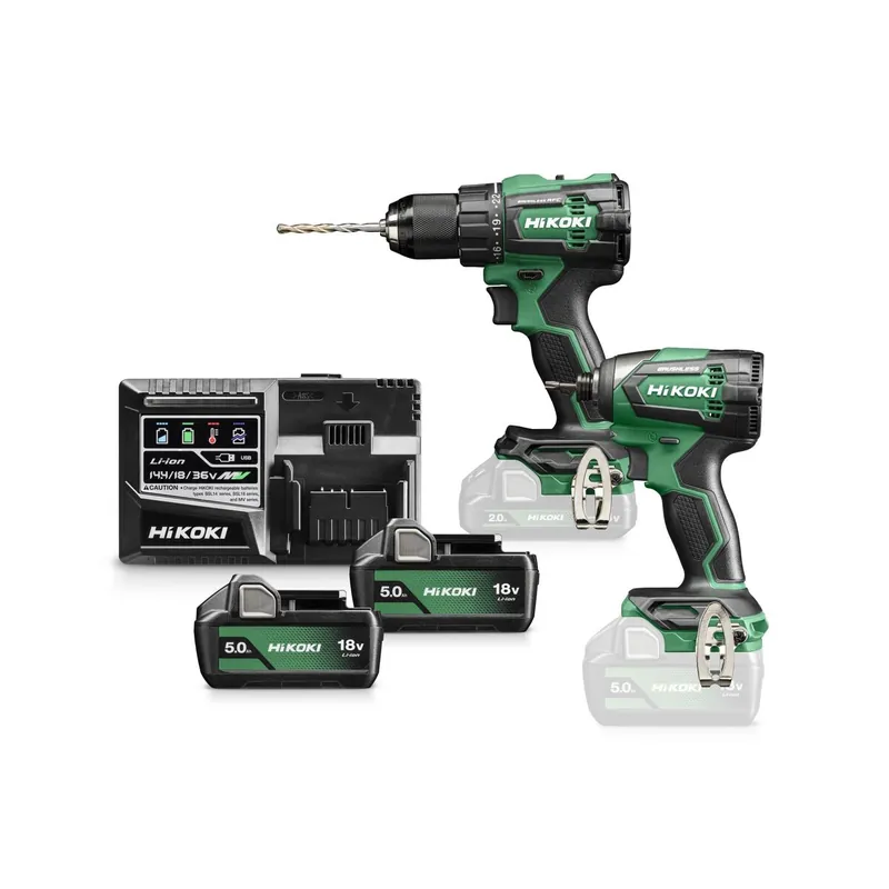 HIKOKI KC18DEWCZ Kit combiné - DV18DE Perceuse sans fil + WH18DE Visseuse à percussion sans fil 18V 5.0ah Li-Ion en HSC III