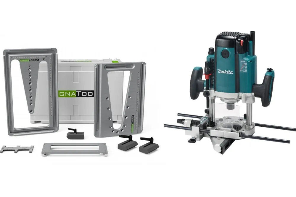 Lignatool LTA080STRP2303FC04 Ensemble de gabarits de fraisage en queue d‘aronde + Makita RP2303FC04 Router machine